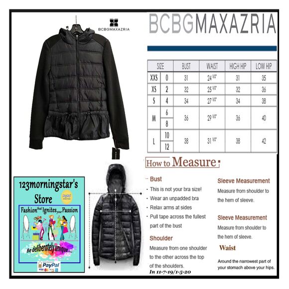 BCBGMAXARZIA NEW Peplum Quilted Hooded Lightweight Puffer Jacket S - Picture 12 of 12